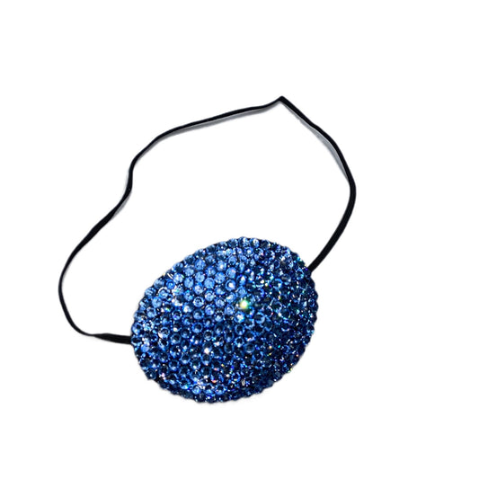 Black Eye Patch Bedazzled In Crystal Light Sapphire Blue