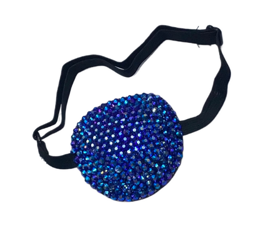 Black Padded Medical Patch In Luxe Sapphire AB Crystal Bedazzled Eye Patch