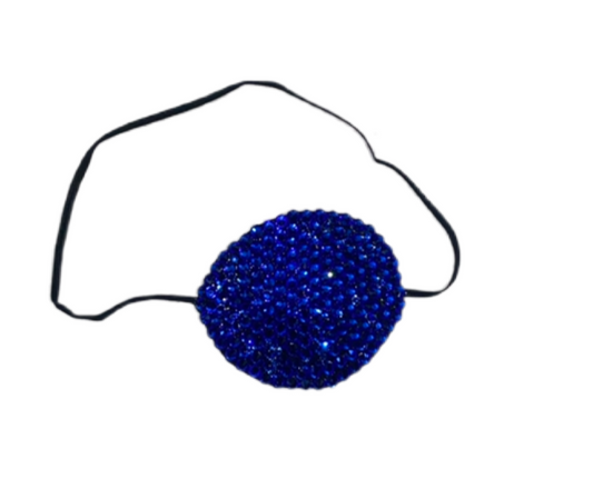 Black Eye Patch Bedazzled In Luxe Sapphire Blue Crystal