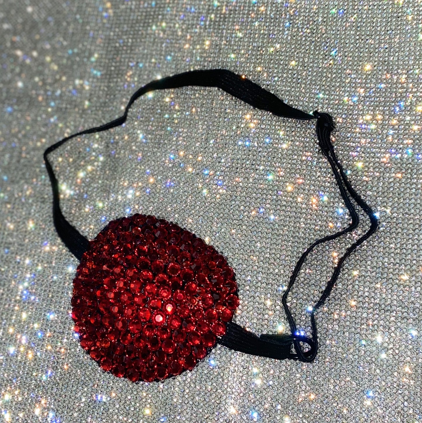 Black Padded Medical Patch In Siam Red Crystal Eye Patch