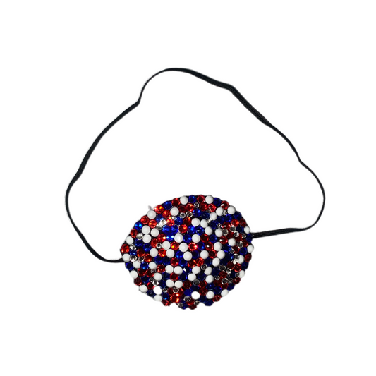 Black Eye Patch Bedazzled In Luxe Red White & Blue Crystal