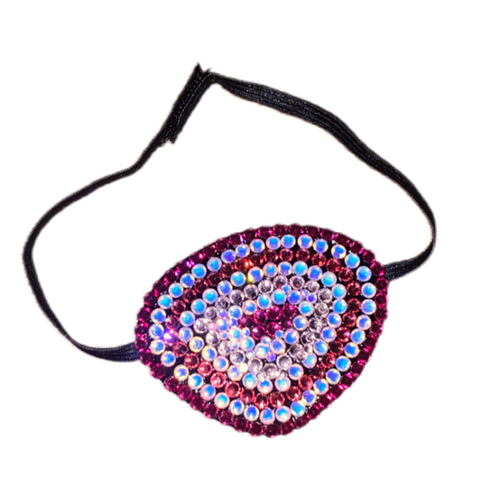 Black Eye Patch Bedazzled In Lux Pink Mix Crystal Circles