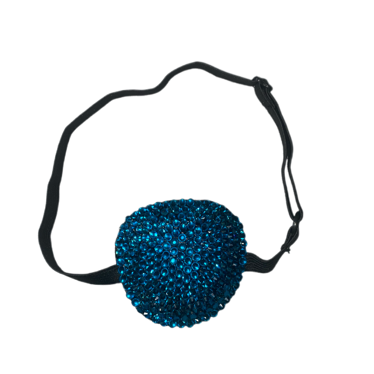 Black Padded Medical Patch In Teal Blue Zircon Luxe Crystal Eye Patch