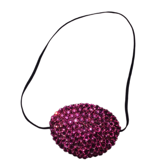 Black Eye Patch Bedazzled In Fuchsia Pink Crystal