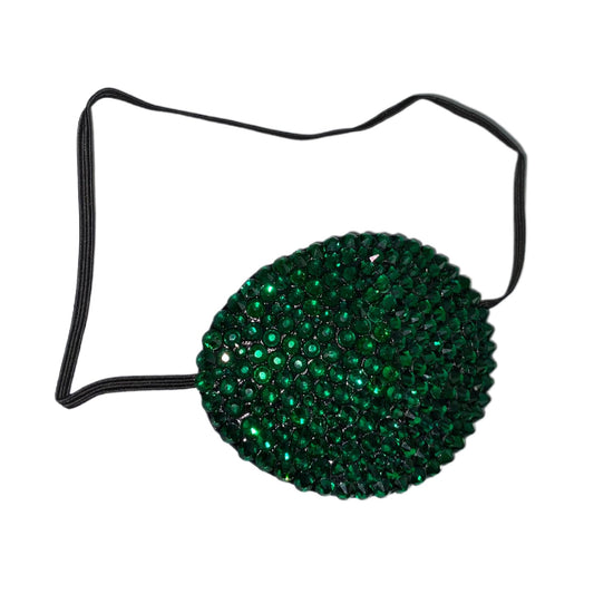 Black Eye Patch Bedazzled In Luxe Emerald Green Crystal