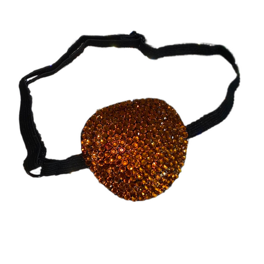 Black Padded Medical Patch In Orange Sun Crystal Eye Patch