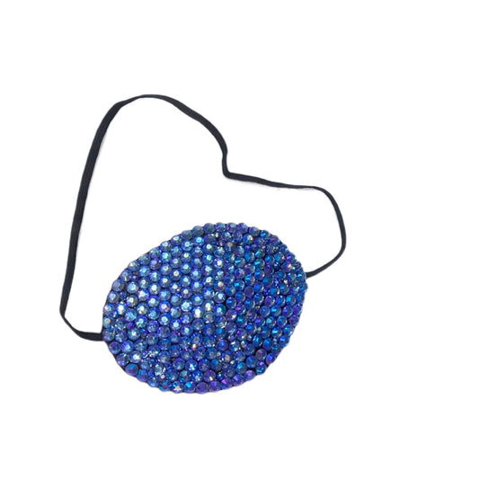 Black Eye Patch Bedazzled In Luxe Crystal Light Sapphire Blue AB