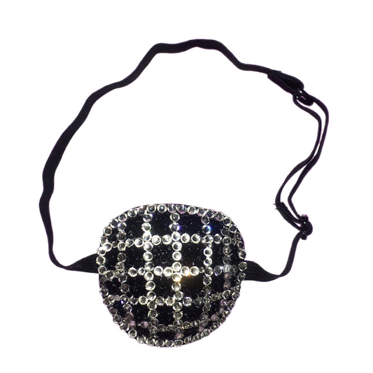Black Padded Medical Patch In Jet Black & Luxe Crystals Eye Patch