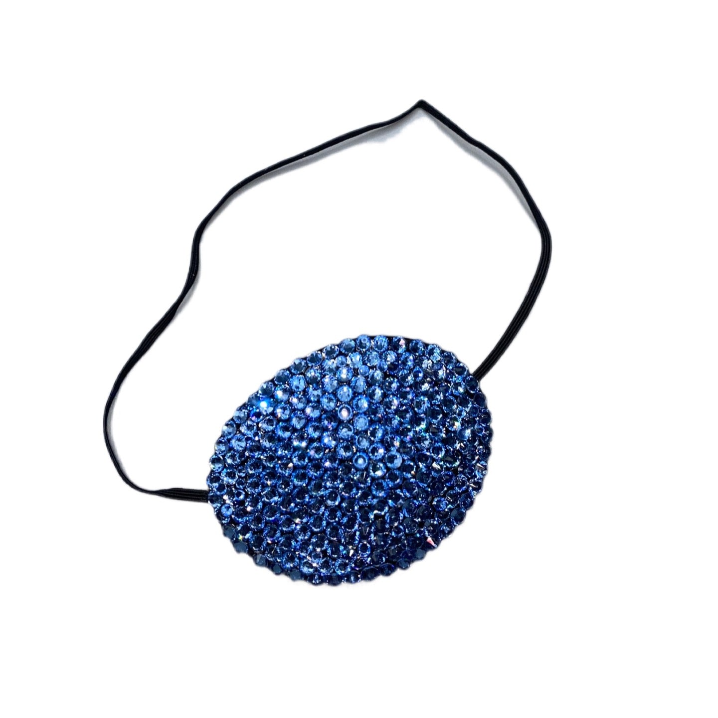 Black Eye Patch Bedazzled In Luxe Crystal Light Sapphire Blue