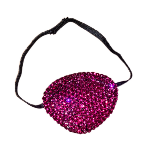 Black Eye Patch Bedazzled In Lux Fuchsia Pink Crystal