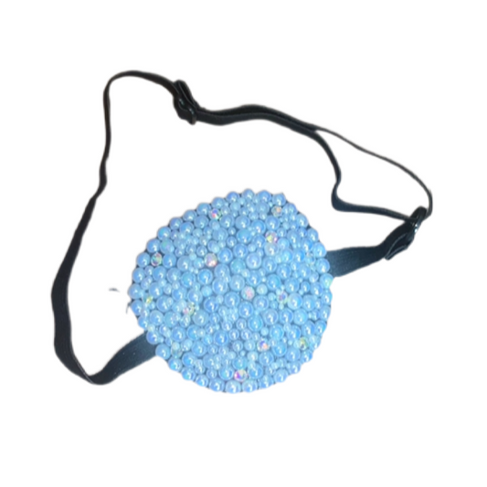 Black Padded Medical Patch In AB Pearl & Crystal AB Eye Patch