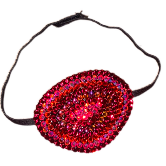 Black Eye Patch Bedazzled In Luxe Red Mix Circle Crystal