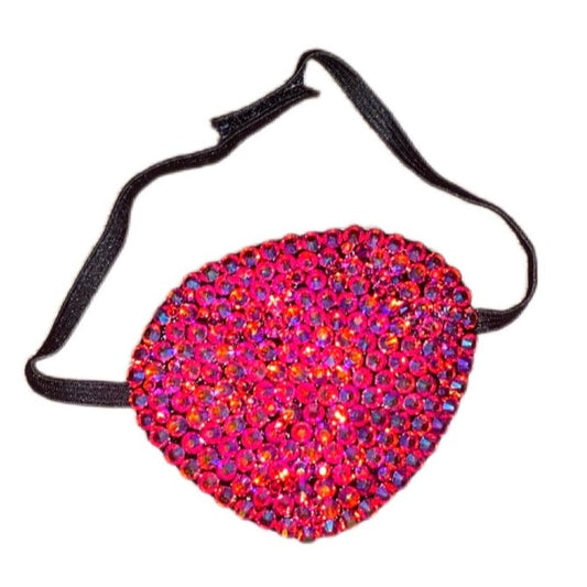 Black Eye Patch Bedazzled In Luxe Siam Red AB Crystal