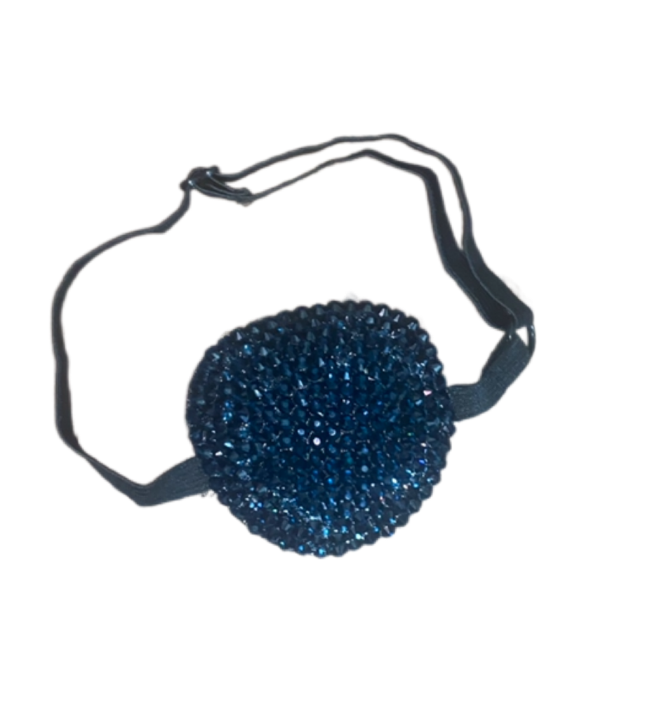 Black Padded Medical Patch In Navy Blue Luxe Crystal Eye Patch