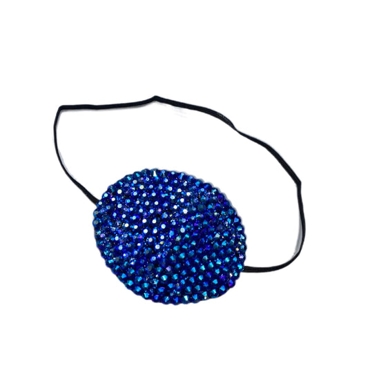 Black Eye Patch Bedazzled In Luxe Crystal Sapphire Blue AB