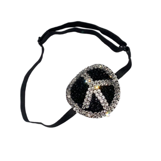 Black Padded Medical Patch In Black With Luxe Crystal Peace Sign