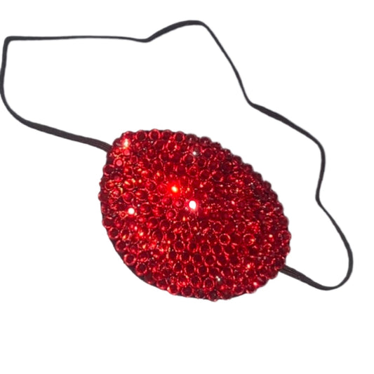 Black Eye Patch Bedazzled In Light Siam Red Crystals