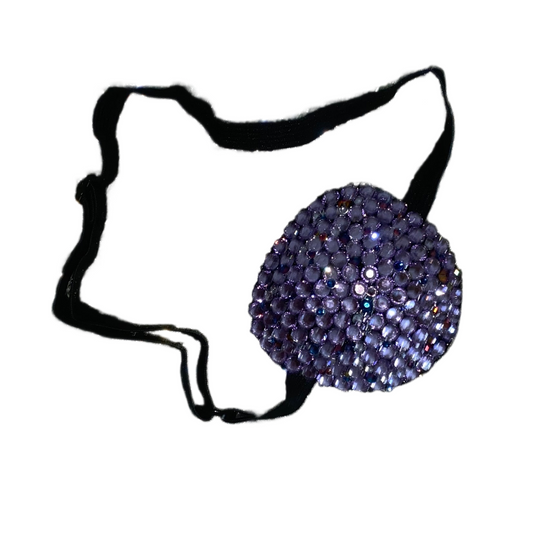 Black Padded Medical Patch In Violet Purple Crystal Eye Patch